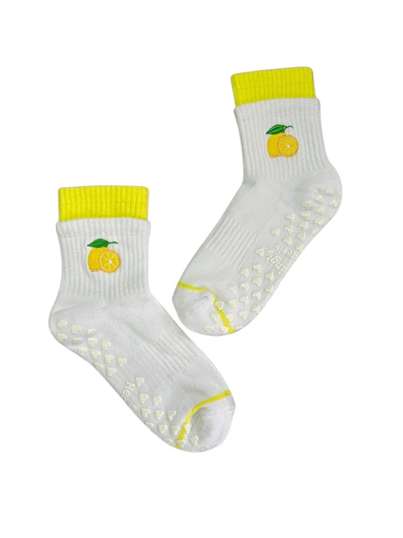Double Cuff Lemon Core Grip Socks