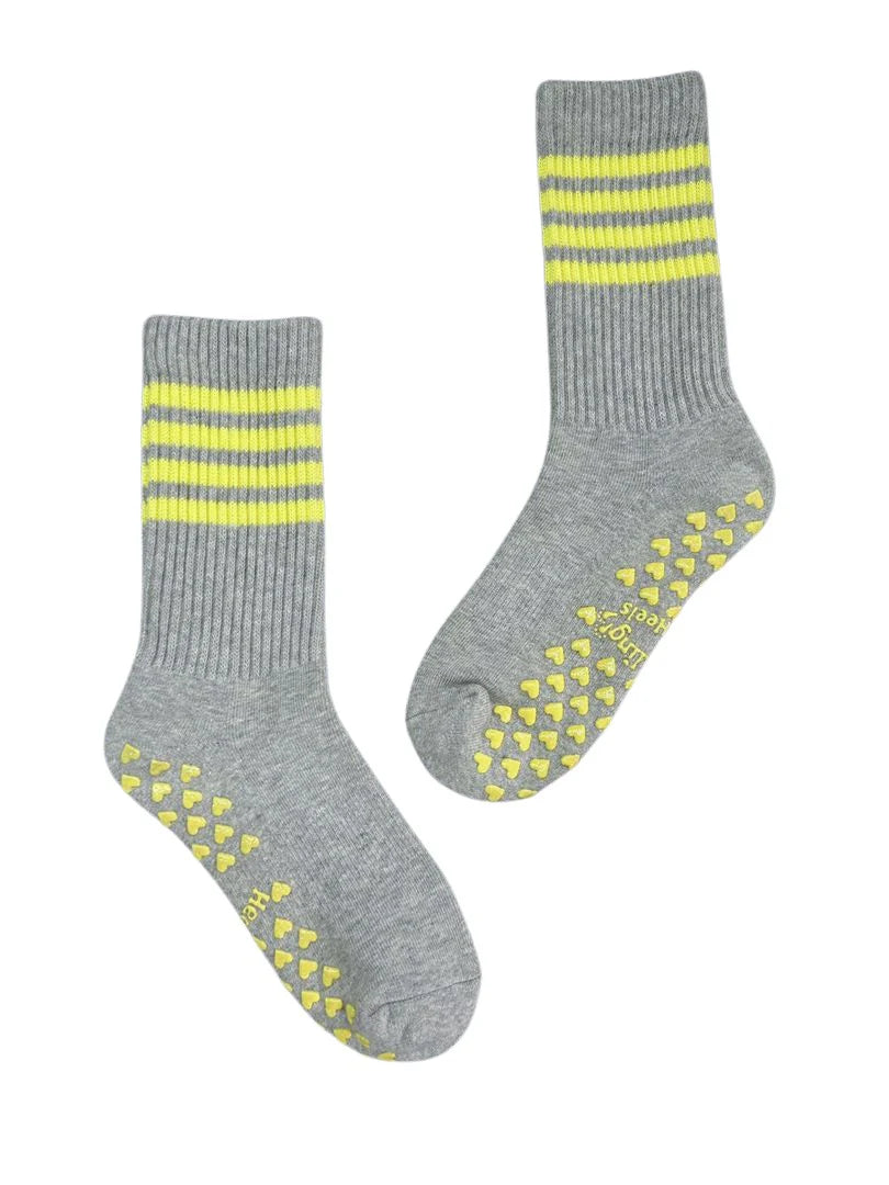 Vintage Yellow Stripes Grip Socks