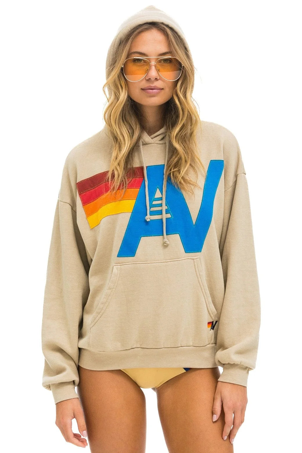 Aviator Nation ‘LOGO STITCH PULLOVER RELAXED HOODIE’ - SAND