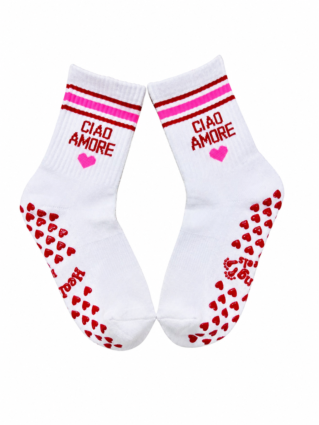 Ciao Amore-White Grip Socks