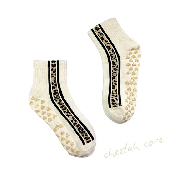 Cheetah Core Cream Grip Socks