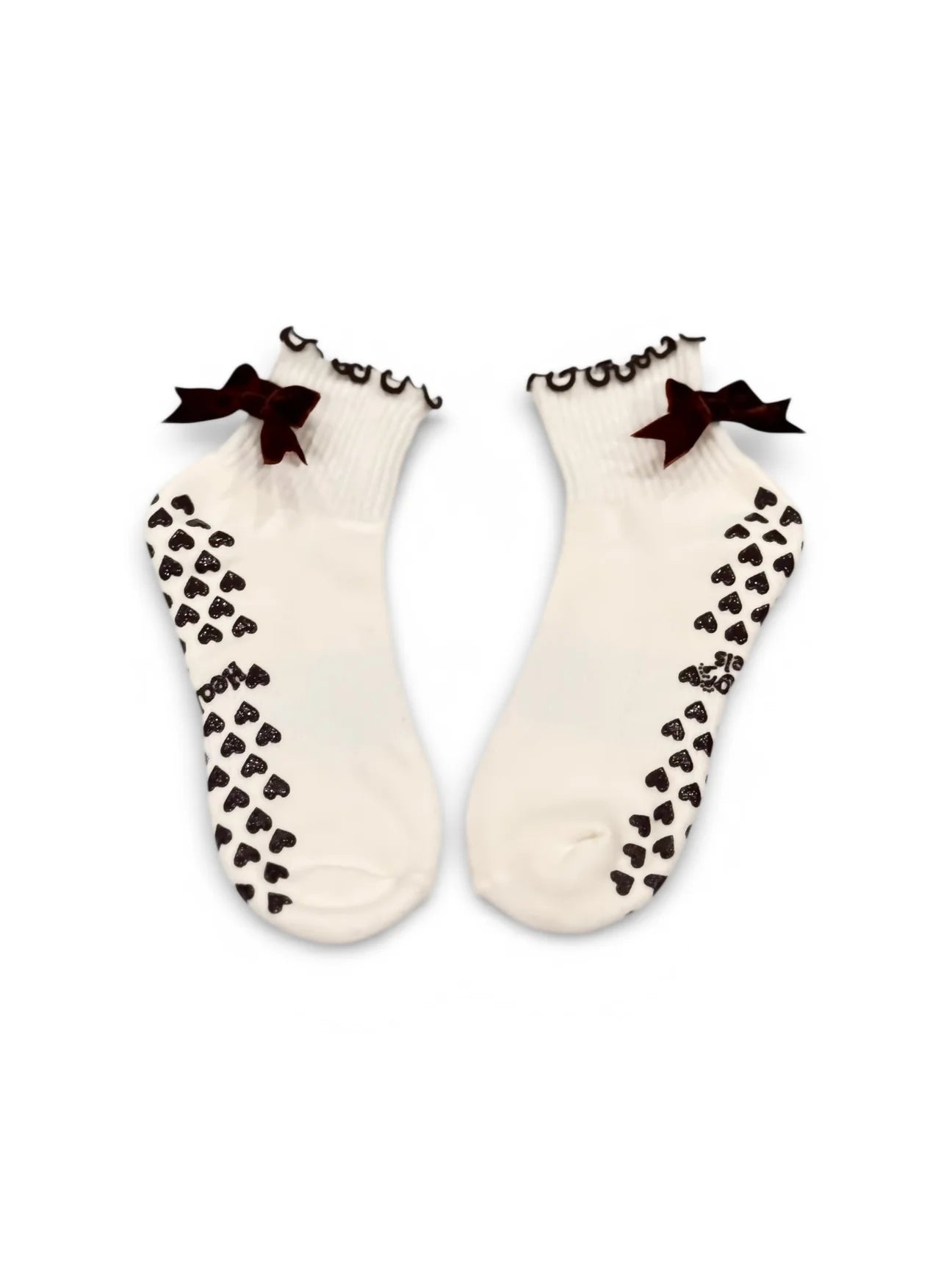 Velvet Brown Bows Grip Socks