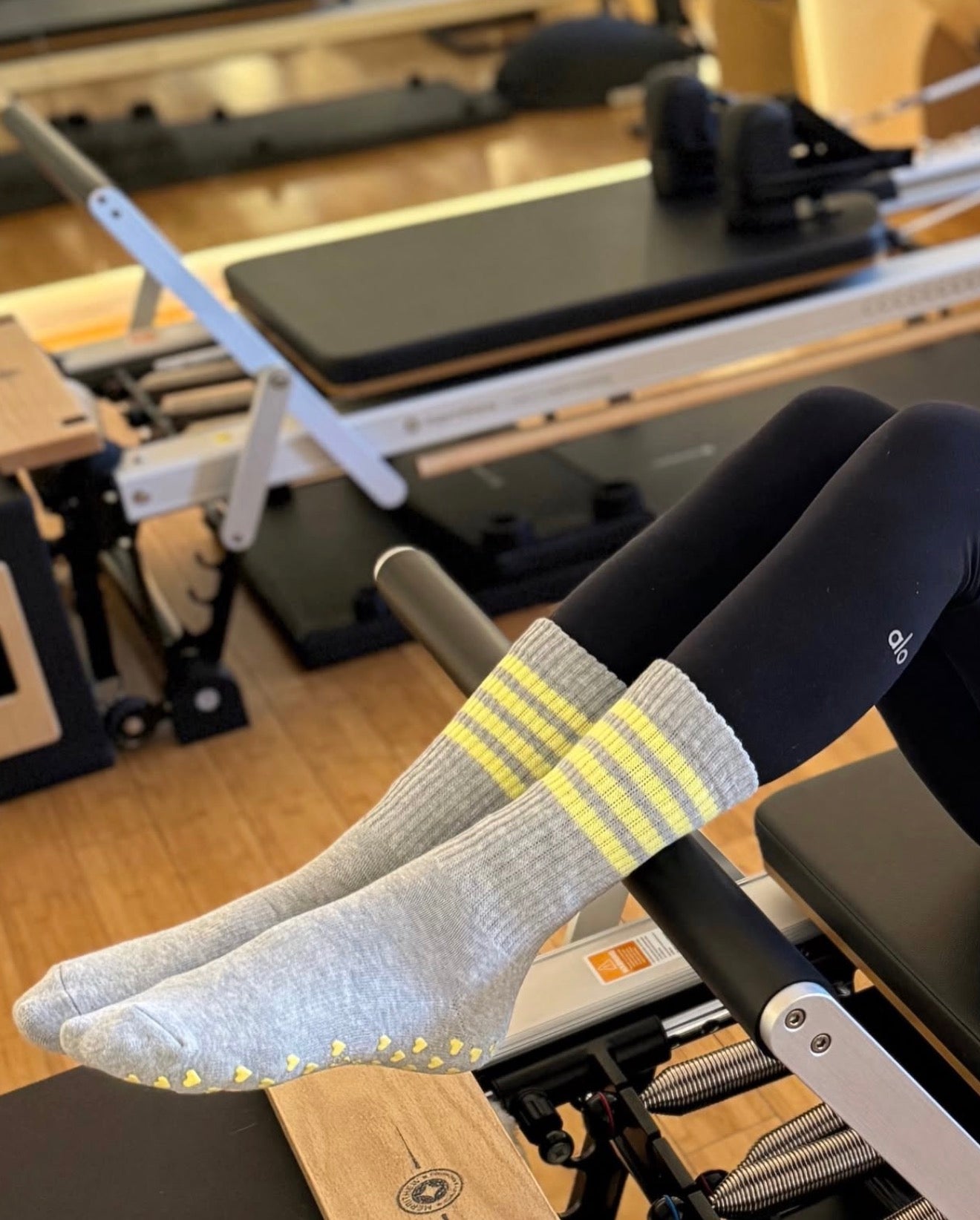 Vintage Yellow Stripes Grip Socks